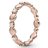 925 Silver Openwork Infinite Love Knot Seashell Radiant Ring for Women