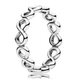 925 Silver Openwork Infinite Love Knot Seashell Radiant Ring for Women