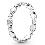 925 Silver Openwork Infinite Love Knot Seashell Radiant Ring for Women