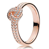 925 Silver Openwork Infinite Love Knot Seashell Radiant Ring for Women