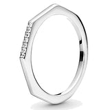 925 Silver Ring Rose Gold Shine Hearts Ring Crystal Women Gift