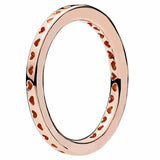 925 Silver Ring Rose Gold Shine Hearts Ring Crystal Women Gift