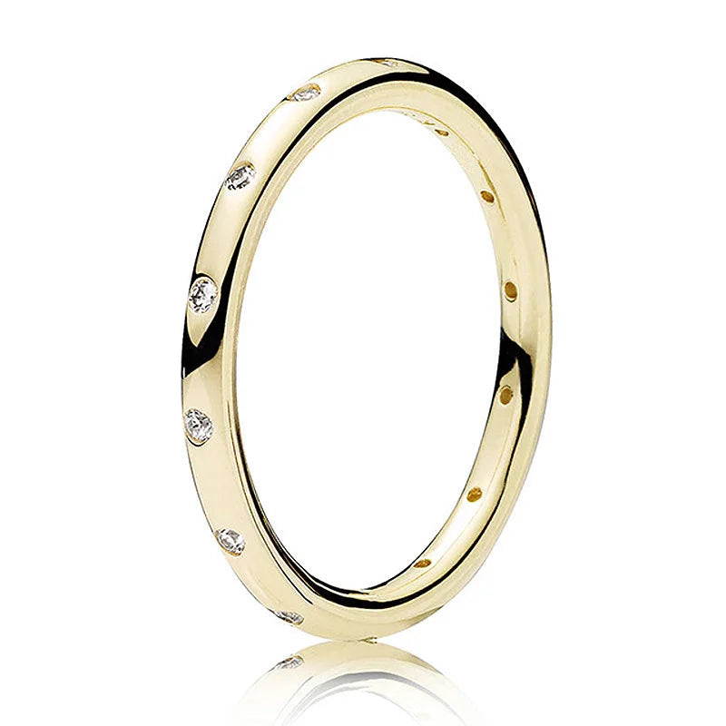 925 Silver Ring Rose Gold Shine Hearts Ring Crystal Women Gift