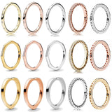 925 Silver Ring Rose Gold Shine Hearts Ring Crystal Women Gift