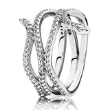 925 Silver Swirling Snake Leaves Band Ring