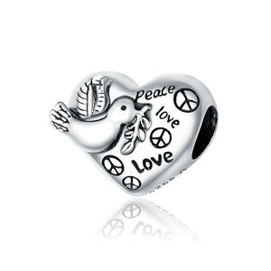 925 Sterling Silver Robot Peace Airplane Beads Charms Bracelet