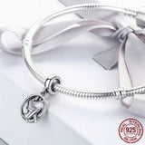 925 Sterling Silver Robot Peace Airplane Beads Charms Bracelet