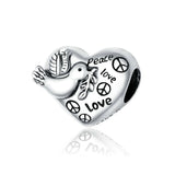 925 Sterling Silver Robot Peace Airplane Beads Charms Bracelet