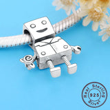 925 Sterling Silver Robot Peace Airplane Beads Charms Bracelet