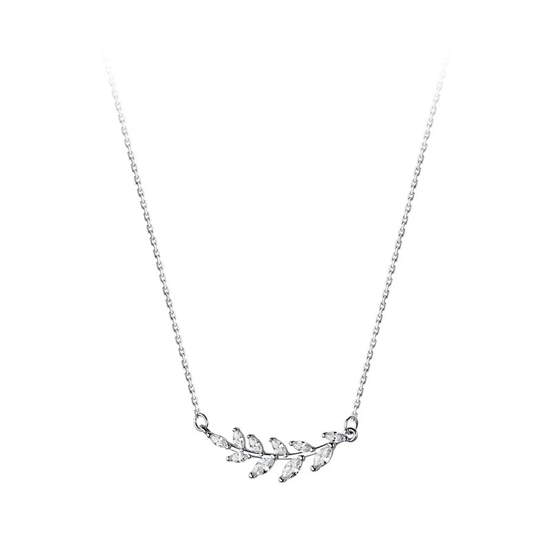 925 Silver Zircon Branch Pendant Necklace for Women