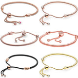 925 Silver Rose Castle Peach Blossom Heart Bracelet