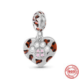 925 Sterling Silver Rose Dream Pen Dog Paw Pendant Charm Bead