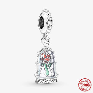 925 Sterling Silver Rose Dream Pen Dog Paw Pendant Charm Bead