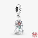 925 Sterling Silver Rose Dream Pen Dog Paw Pendant Charm Bead