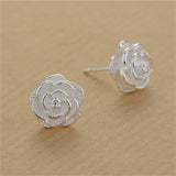925 Silver Rose Flower Stud Earrings Wedding Jewelry