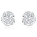 925 Silver Rose Flower Stud Earrings Wedding Jewelry