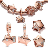 925 Silver Rose Couple Dangle Charms for Bracelet & Necklace