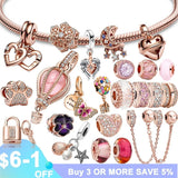 925 Silver Rose Couple Dangle Charms for Bracelet & Necklace