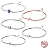 925 Silver Heart Shaped Adjustable Charm Bracelet DIY Jewelry