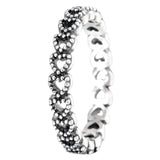 925 Silver Rose Gold Shine Openwork Vintage Linked Love Heart Crystal Ring