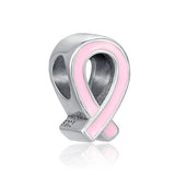 925 Silver Rose Heart Pink Sparkle Flower Spacer Charm Bead for DIY Jewelry