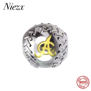 925 Silver Letter A Ball Bead Charm for Bracelet DIY Jewelry