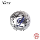 925 Silver Round Ball Letter L Name Bead Charm