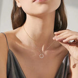 925 Silver Round Necklace Zircon Pendant Choker Women Jewelry
