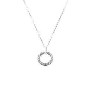 925 Silver Round Necklace Zircon Pendant Choker Women Jewelry
