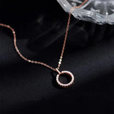 925 Silver Round Necklace Zircon Pendant Choker Women Jewelry