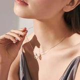 925 Silver Round Necklace Zircon Pendant Choker Women Jewelry