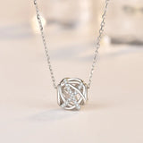 925 Silver Zircon Pendant Necklace Rose Rhinestone Chain