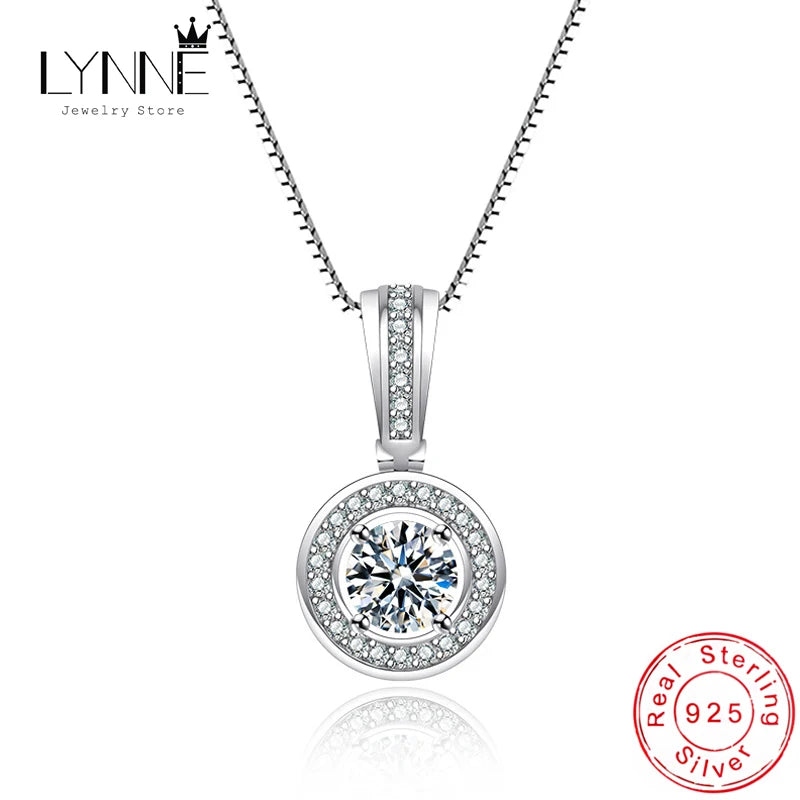925 Silver Zircon Pendant Necklace Women Jewelry Gift