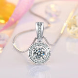 925 Silver Zircon Pendant Necklace Women Jewelry Gift