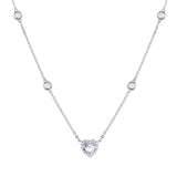925 Silver Zirconia Necklace Heart Pendant Choker Birthday Gift
