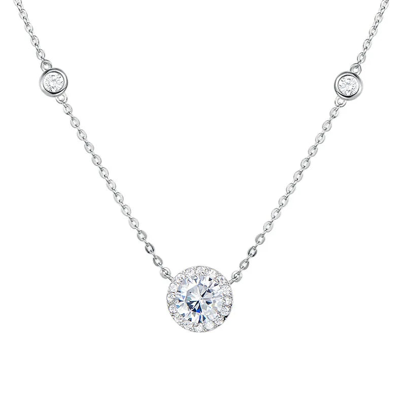 925 Silver Zirconia Necklace Heart Pendant Choker Birthday Gift