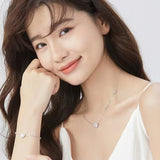 925 Silver Zirconia Necklace Heart Pendant Choker Birthday Gift