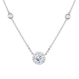 925 Silver Zirconia Necklace Heart Pendant Choker Birthday Gift