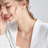 925 Silver Zirconia Necklace Heart Pendant Choker Birthday Gift