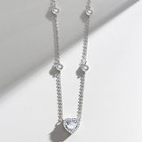 925 Silver Zirconia Necklace Heart Pendant Choker Birthday Gift