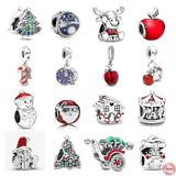925 Silver Santa Claus Christmas Pendant Charm for Bracelet