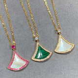 925 Silver Shell Malachite Skirt Necklace Women's European Style Jewelry