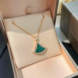 925 Silver Shell Malachite Skirt Necklace Women's European Style Jewelry
