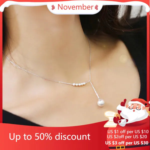 925 Silver Shell Pearl Necklace Pendant for Women Gift