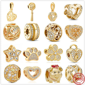 925 Silver Wish Clip Heart Dangle Bead for Bracelet DIY