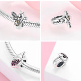 925 Silver CZ Snowflakes Cat Dog Stopper Beads for Bracelets