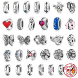 925 Silver CZ Snowflakes Cat Dog Stopper Beads for Bracelets