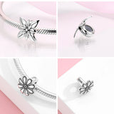 925 Silver CZ Snowflakes Cat Dog Stopper Beads for Bracelets