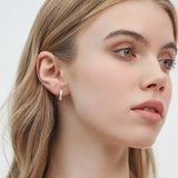 925 Silver Zircon Earrings Circle Round Fashionable Jewelry Birthday Gift