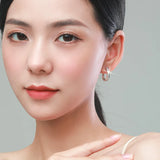 925 Silver Zircon Earrings Circle Round Fashionable Jewelry Birthday Gift
